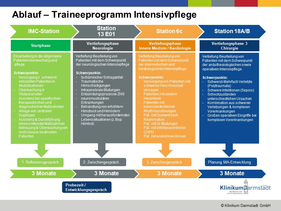 Schematische Darstellung wie das 12 monatige Traineeprogramm abläuft